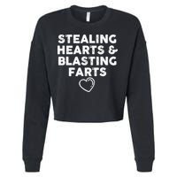 Funny ValentineS Day Stealing Hearts And Blasting Farts Cropped Pullover Crew