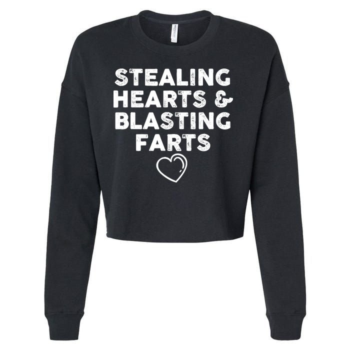 Funny ValentineS Day Stealing Hearts And Blasting Farts Cropped Pullover Crew