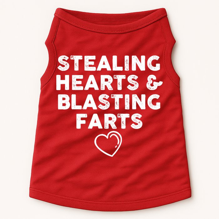 Funny ValentineS Day Stealing Hearts And Blasting Farts Doggie Tank