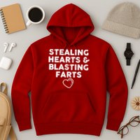 Funny ValentineS Day Stealing Hearts And Blasting Farts Hoodie