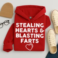 Funny ValentineS Day Stealing Hearts And Blasting Farts Hoodie