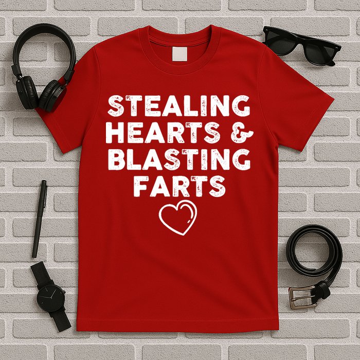 Funny ValentineS Day Stealing Hearts And Blasting Farts T-Shirt