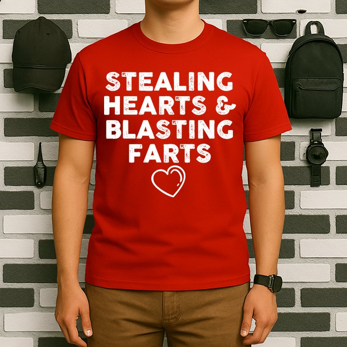 Funny ValentineS Day Stealing Hearts And Blasting Farts T-Shirt