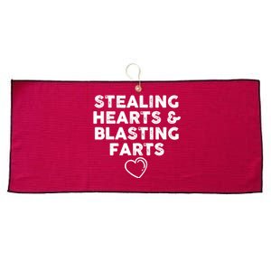 Funny ValentineS Day Stealing Hearts And Blasting Farts Large Microfiber Waffle Golf Towel