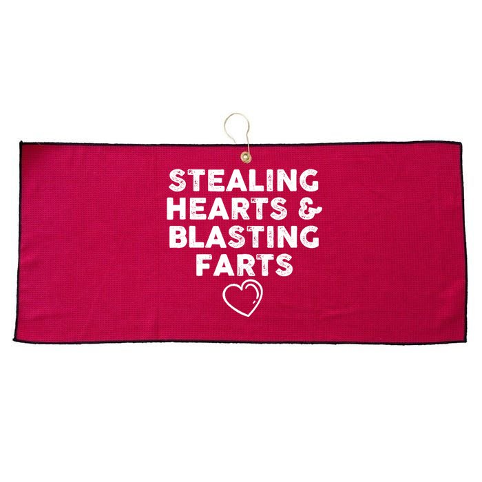 Funny ValentineS Day Stealing Hearts And Blasting Farts Large Microfiber Waffle Golf Towel