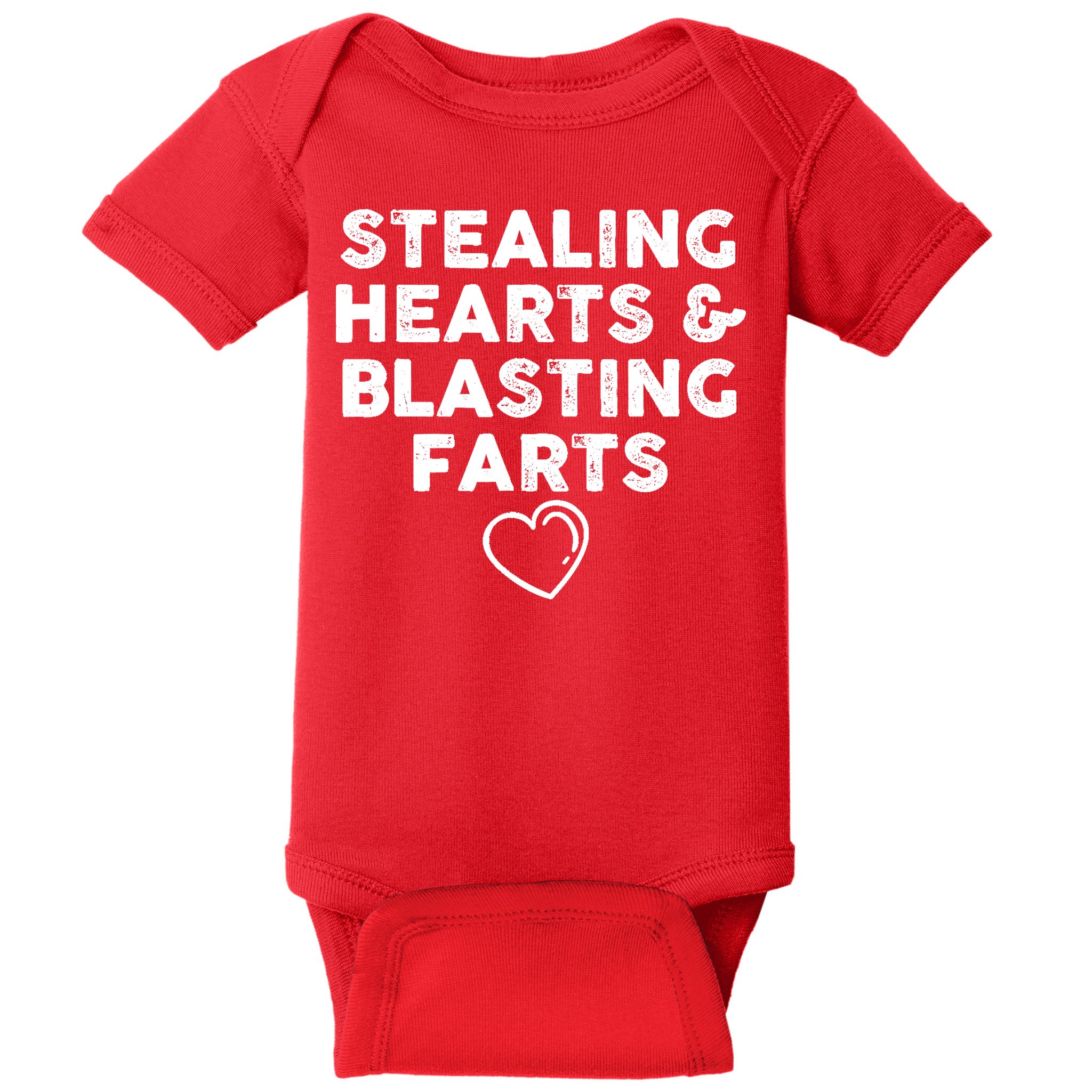 Funny ValentineS Day Stealing Hearts And Blasting Farts Baby Bodysuit