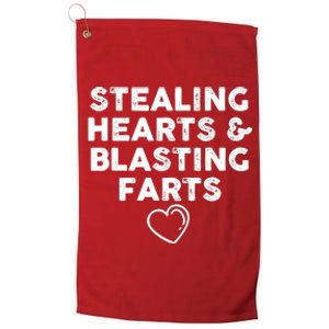 Funny ValentineS Day Stealing Hearts And Blasting Farts Platinum Collection Golf Towel