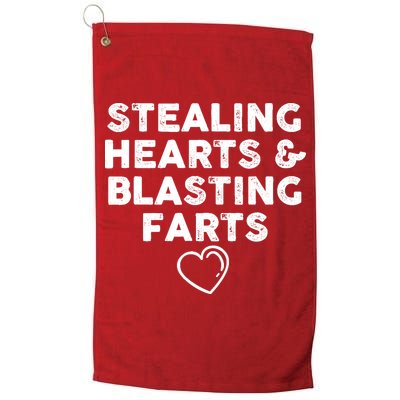 Funny ValentineS Day Stealing Hearts And Blasting Farts Golf Towel
