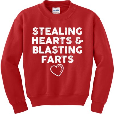 Funny ValentineS Day Stealing Hearts And Blasting Farts Kids Sweatshirt