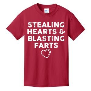 Funny ValentineS Day Stealing Hearts And Blasting Farts Kids T-Shirt