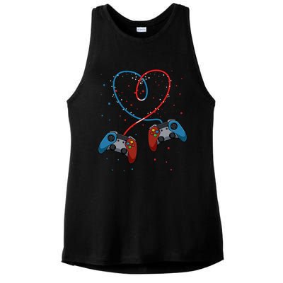 Funny Valentine's Day Gamer Couple Gift Controllers Heart Gift Ladies PosiCharge Tri-Blend Wicking Tank