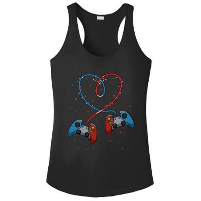 Funny Valentine's Day Gamer Couple Gift Controllers Heart Gift Ladies PosiCharge Competitor Racerback Tank