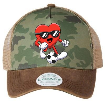 Funny Valentines Day Heart Playing Soccer Boy Girl Legacy Tie Dye Trucker Hat