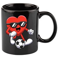 Funny Valentines Day Heart Playing Soccer Boy Girl 11oz C Handle Ceramic Mug