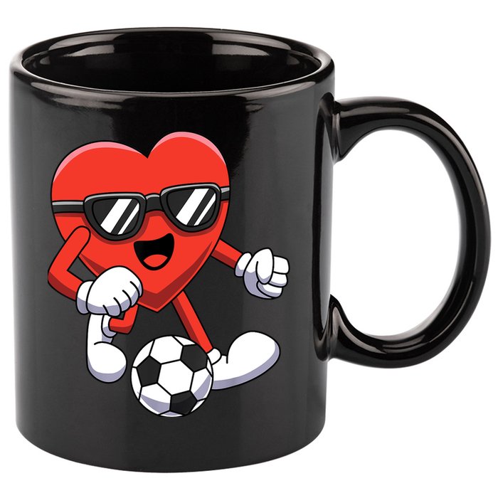 Funny Valentines Day Heart Playing Soccer Boy Girl 11oz C Handle Ceramic Mug