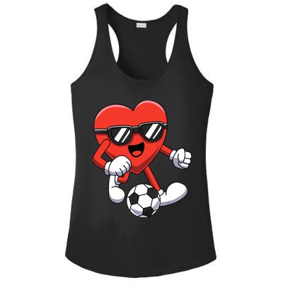 Funny Valentines Day Heart Playing Soccer Boy Girl Ladies PosiCharge Competitor Racerback Tank