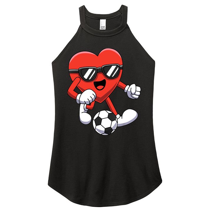 Funny Valentines Day Heart Playing Soccer Boy Girl Women's Perfect Tri Rocker Tank