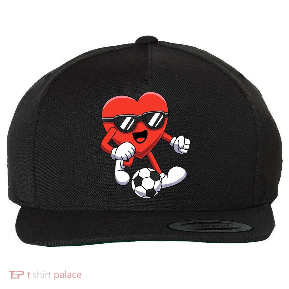 Funny Valentines Day Heart Playing Soccer Boy Girl Wool Snapback Cap