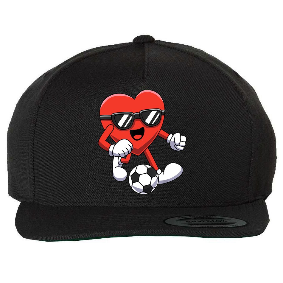 Funny Valentines Day Heart Playing Soccer Boy Girl Wool Snapback Cap