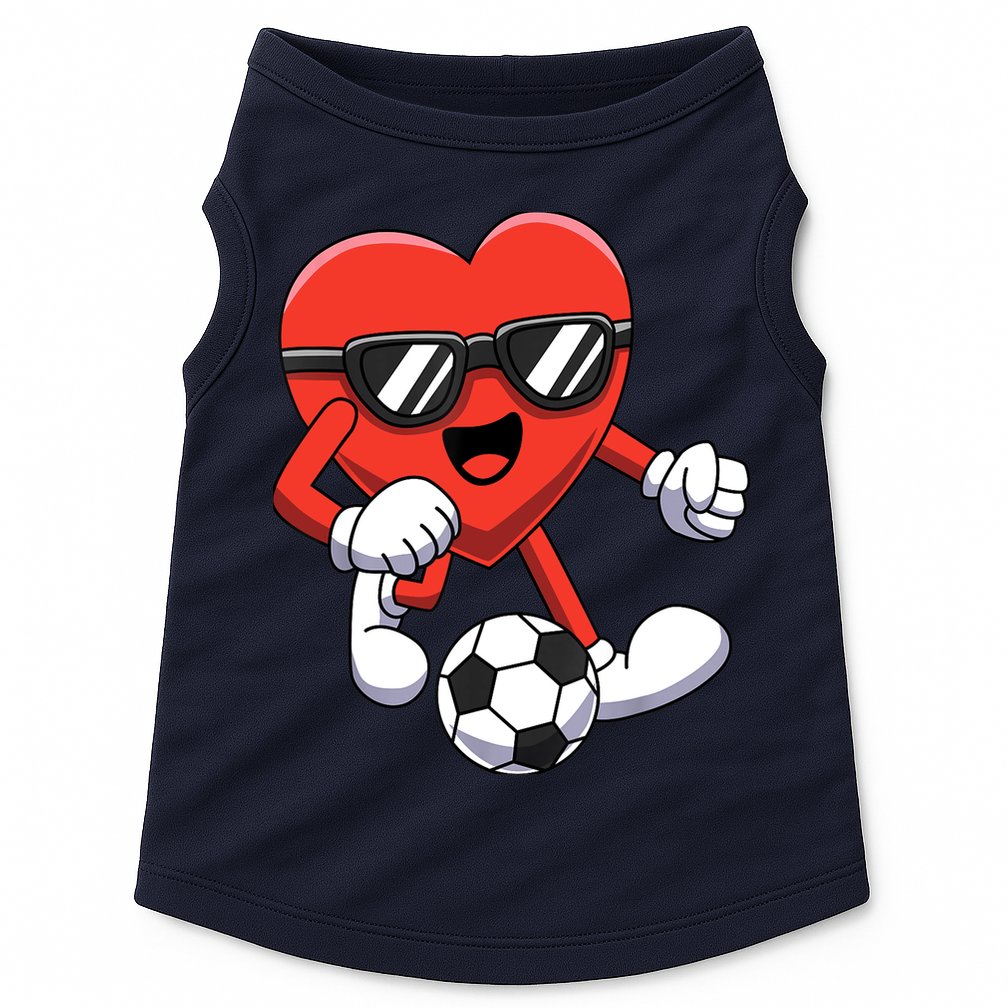 Funny Valentines Day Heart Playing Soccer Boy Girl Doggie Tank