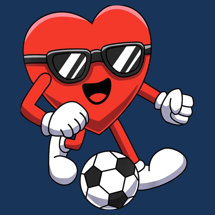 Funny Valentines Day Heart Playing Soccer Boy Girl Cooling Performance Crew T-Shirt