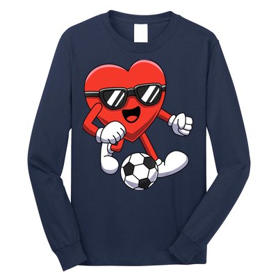 Funny Valentines Day Heart Playing Soccer Boy Girl Long Sleeve Shirt
