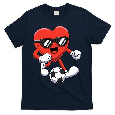 Funny Valentines Day Heart Playing Soccer Boy Girl T-Shirt