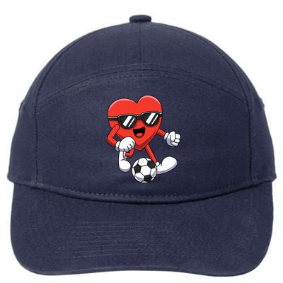 Funny Valentines Day Heart Playing Soccer Boy Girl 7-Panel Snapback Hat