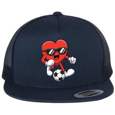 Funny Valentines Day Heart Playing Soccer Boy Girl Flatbill Hat