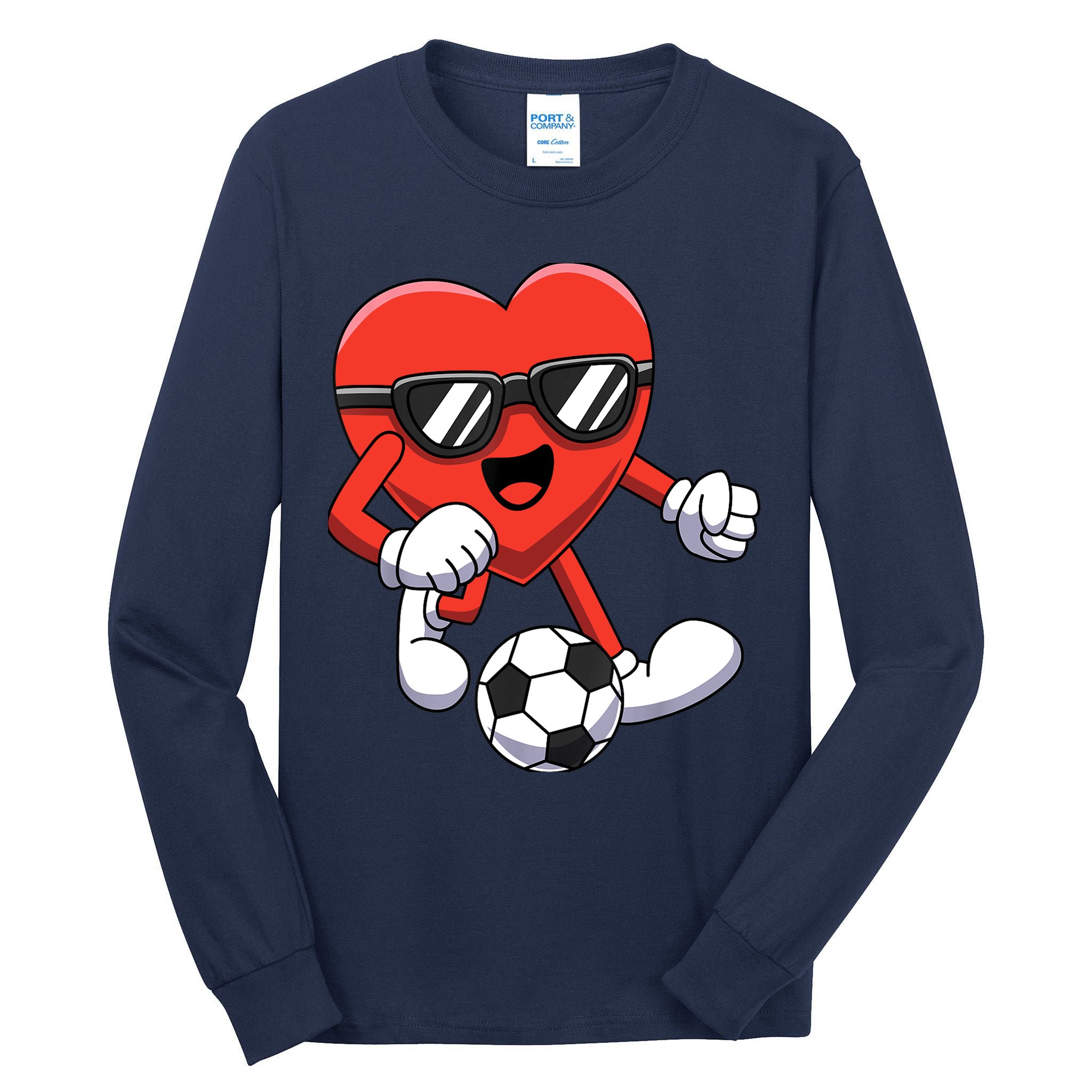 Funny Valentines Day Heart Playing Soccer Boy Girl Tall Long Sleeve T-Shirt