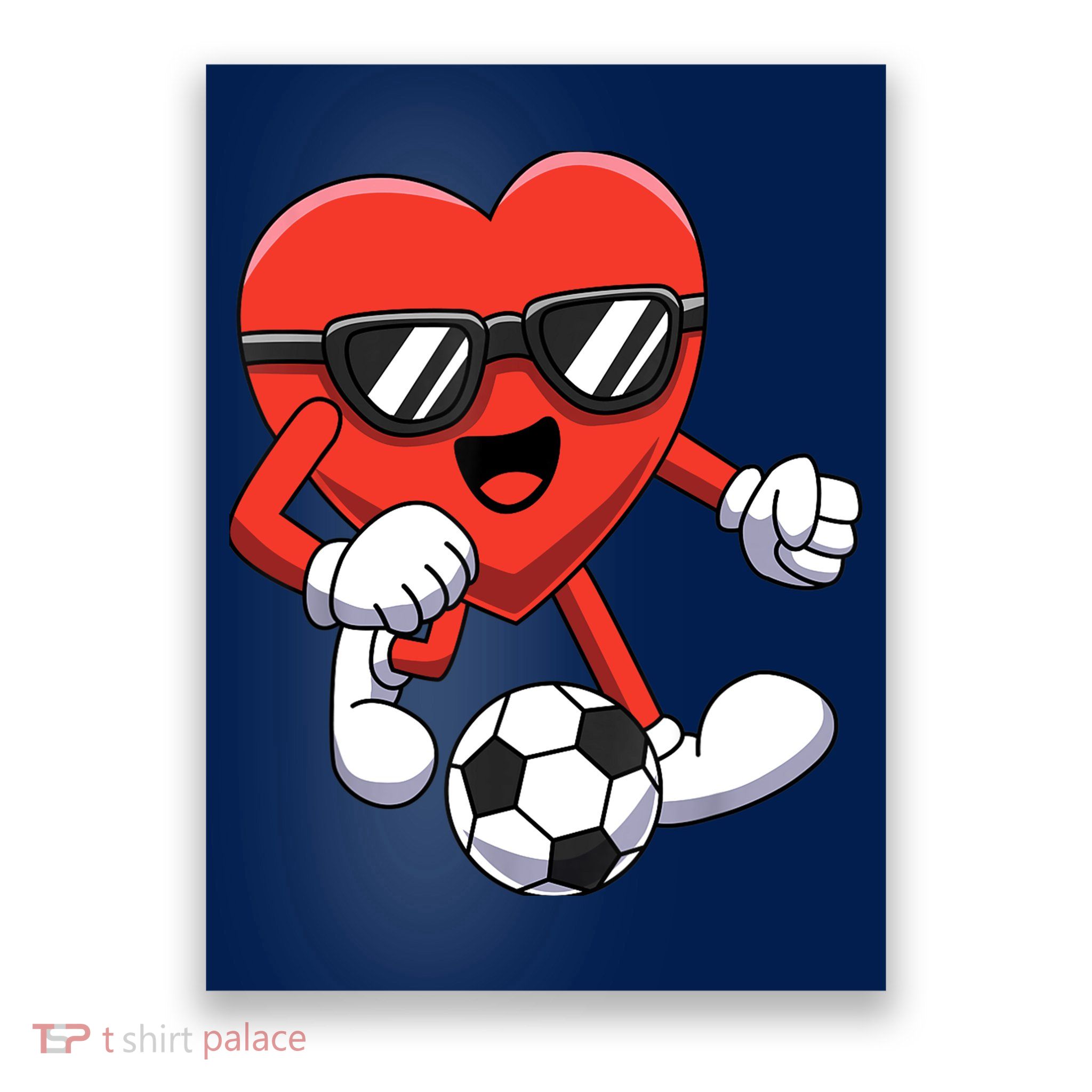 Funny Valentines Day Heart Playing Soccer Boy Girl Poster