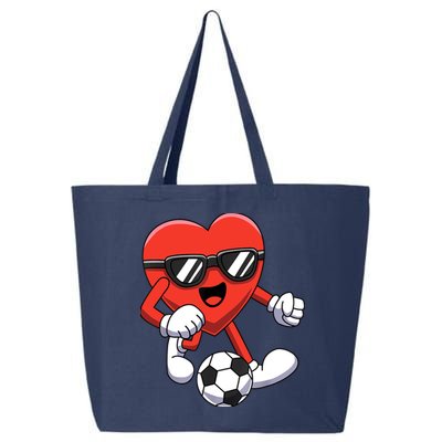 Funny Valentines Day Heart Playing Soccer Boy Girl 25L Jumbo Tote
