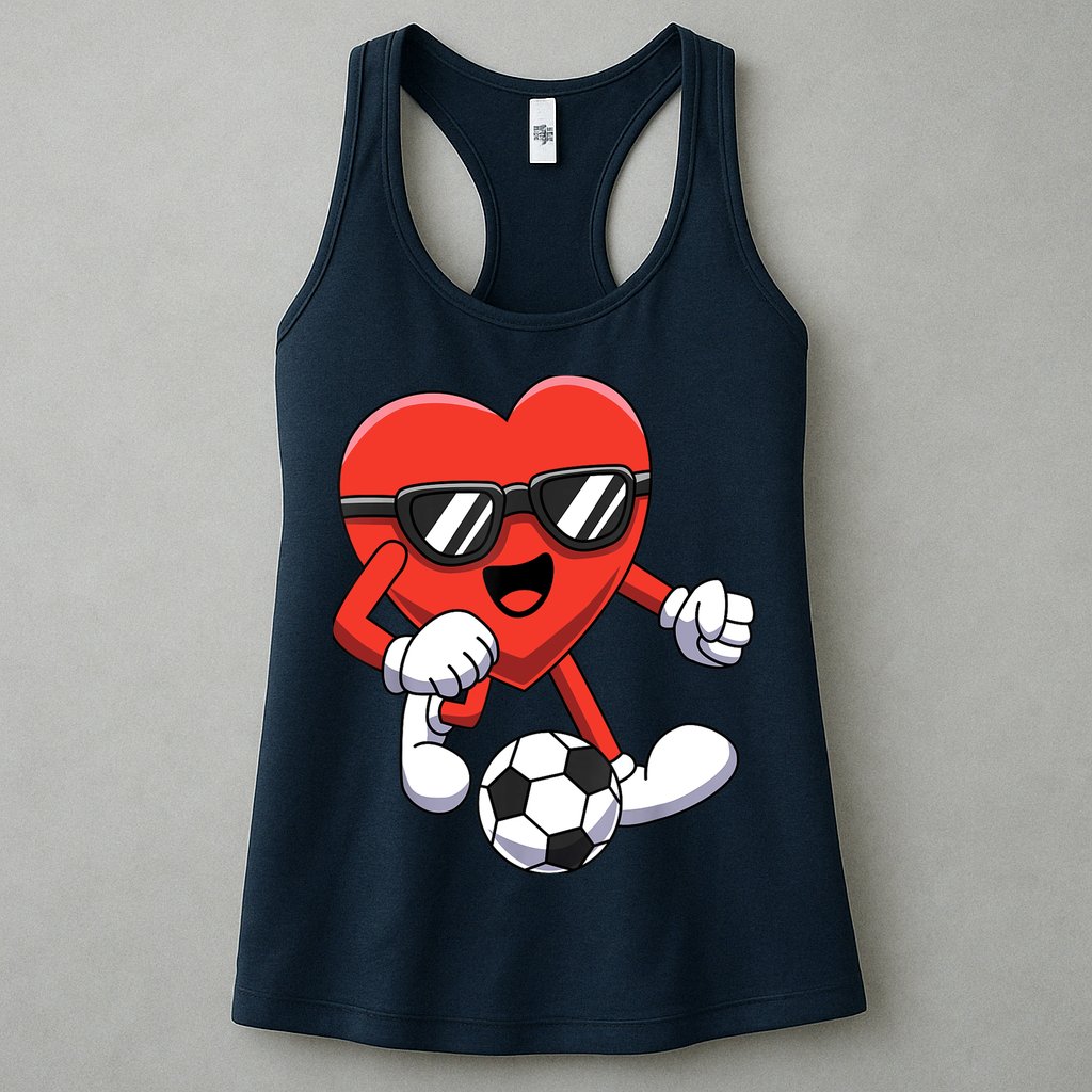 Funny Valentines Day Heart Playing Soccer Boy Girl Womens Tank Top