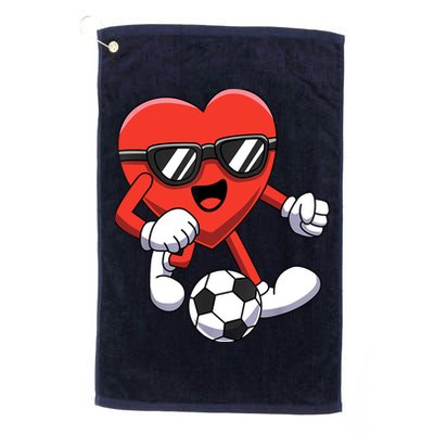 Funny Valentines Day Heart Playing Soccer Boy Girl Golf Towel