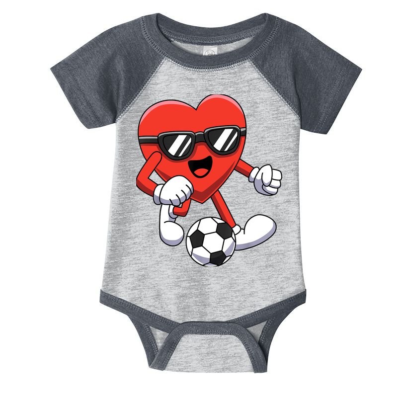 Funny Valentines Day Heart Playing Soccer Boy Girl Infant Baby Jersey Bodysuit