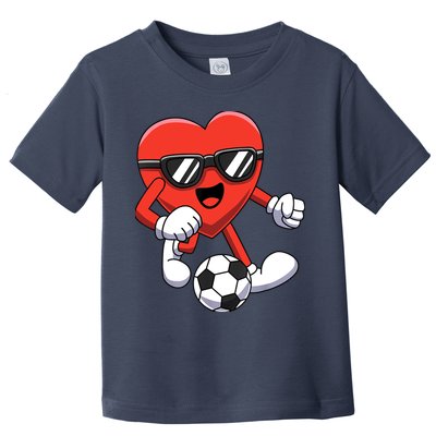 Funny Valentines Day Heart Playing Soccer Boy Girl Toddler T-Shirt