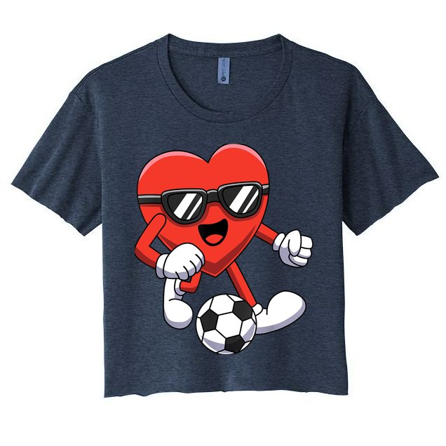 Funny Valentines Day Heart Playing Soccer Boy Girl Crop Top