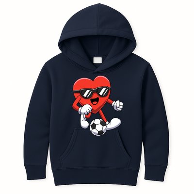 Funny Valentines Day Heart Playing Soccer Boy Girl Kids Hoodie