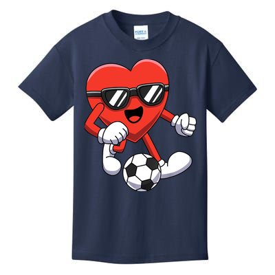 Funny Valentines Day Heart Playing Soccer Boy Girl Kids T-Shirt