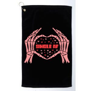 Funny Valentines Day Design Single Af Skeleton Hands Heart Funny Gift Platinum Collection Golf Towel