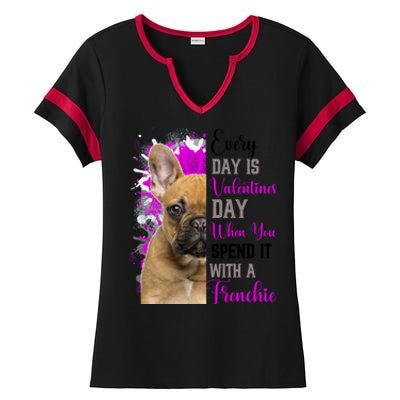 Frenchie Valentines Day Mom Dogs Cute Fun French Bulldog Gift Ladies Halftime Notch Neck Tee