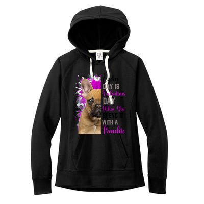 Frenchie Valentines Day Mom Dogs Cute Fun French Bulldog Gift Women's Fleece Hoodie