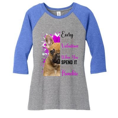 Frenchie Valentines Day Mom Dogs Cute Fun French Bulldog Gift Women's Tri-Blend 3/4-Sleeve Raglan Shirt