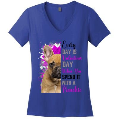 Frenchie Valentines Day Mom Dogs Cute Fun French Bulldog Gift Women's V-Neck T-Shirt