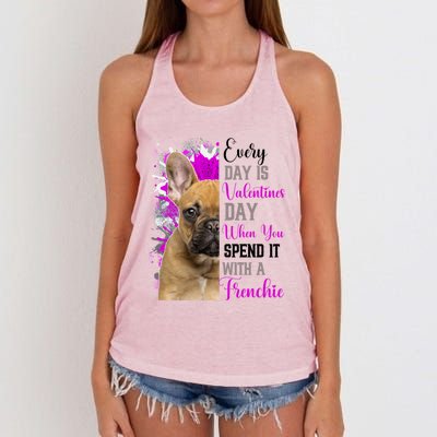 Frenchie Valentines Day Mom Dogs Cute Fun French Bulldog Gift Women's Knotted Racerback Tank