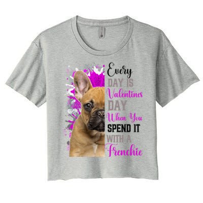 Frenchie Valentines Day Mom Dogs Cute Fun French Bulldog Gift Women's Crop Top Tee