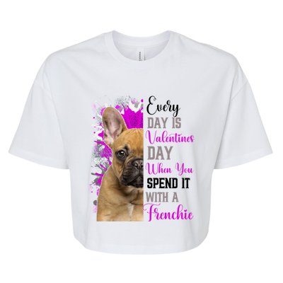 Frenchie Valentines Day Mom Dogs Cute Fun French Bulldog Gift Bella+Canvas Jersey Crop Tee