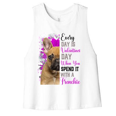 Frenchie Valentines Day Mom Dogs Cute Fun French Bulldog Gift Women's Racerback Cropped Tank