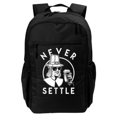Funny Vintage Drinking Thanksgiving Pilgrim Never Settle Backpack