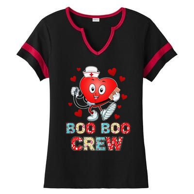 Funny Valentine's Day Boo Boo Crew Nurse Cute Heart Love Ladies Halftime Notch Neck Tee